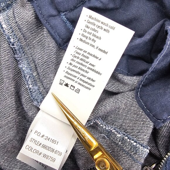 Paige Ria Short Flutter Flounce Sleeve Belted Lightweight Denim Jumpsuit S - Picture 11 of 12